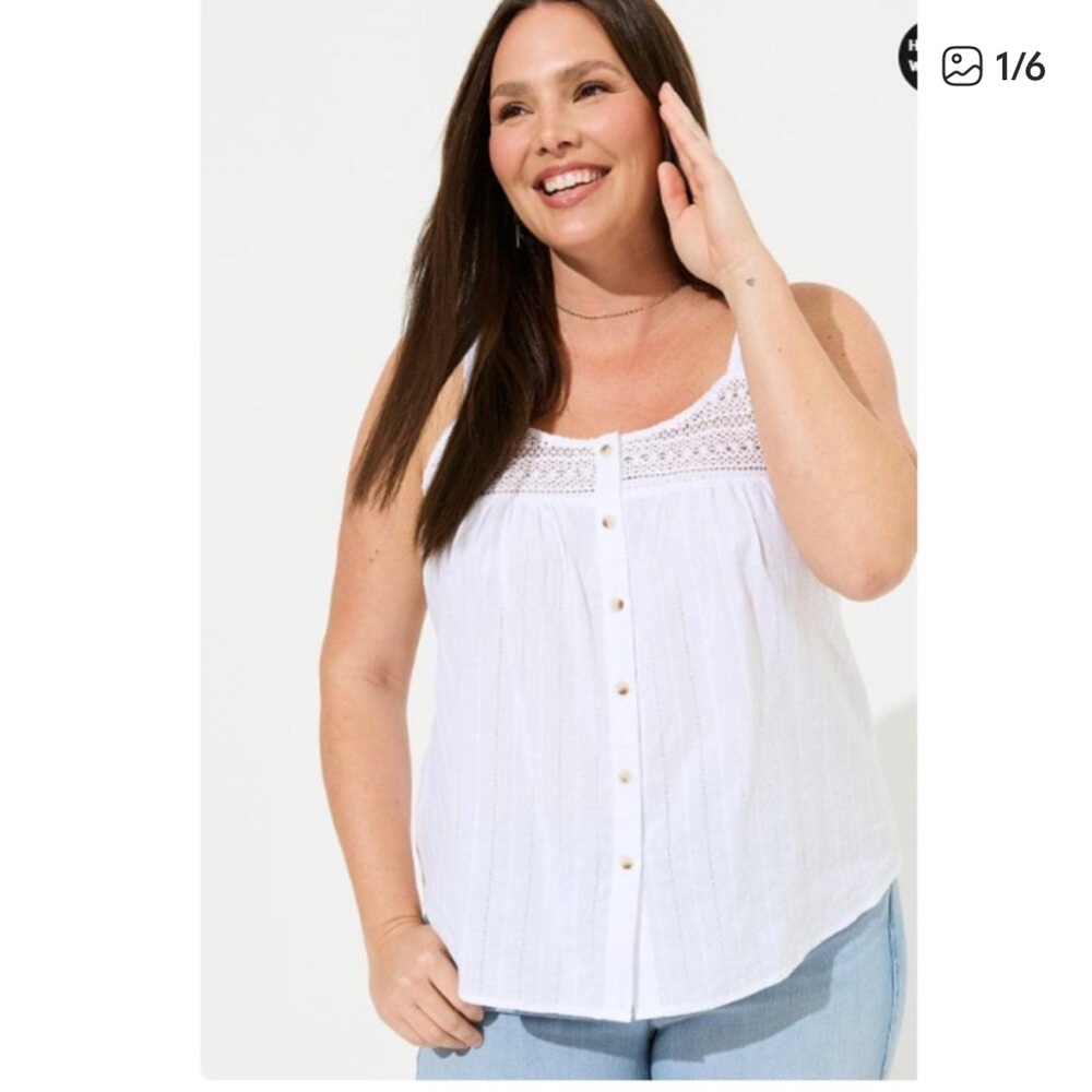 Torrid Embroidered Button Front Tank Sz. 2X - Picture 5 of 16